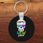 Abstract Happy New Skull Year  Sleutelhanger (Voorkant)