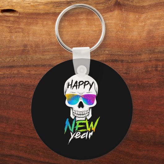 Abstract Happy New Skull Year  Sleutelhanger (Voorkant)