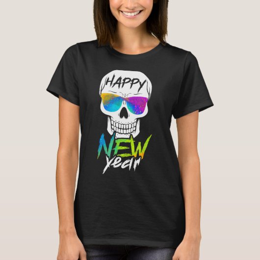 Abstract Happy New Skull Year  T-shirt (Voorkant)