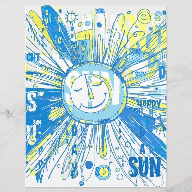 Abstract Happy Whimsical Sun Words Scrapbook Papie (Voorkant)