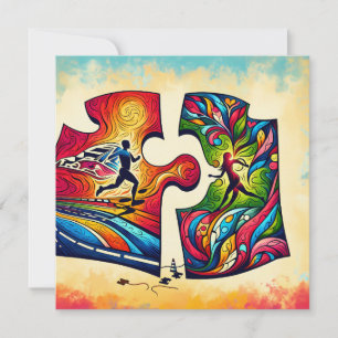 Abstract hardlooppaar kussen valentijnscadeau Ru Feestdagenkaart