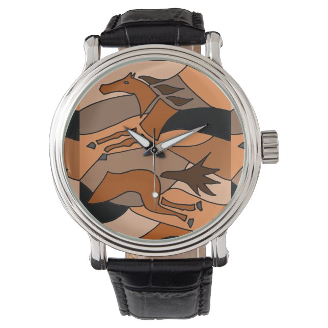 Abstract hardlooppaard Art Watch Horloge (Voorkant)