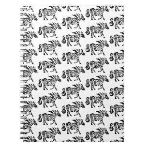 Abstract hardlooppaard Woodblock Print Notitieboek