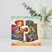 Abstract hardlopend kussen valentijnscadeau Ru Feestdagenkaart (Staand voorkant)