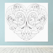 Abstract hart Doodle 6 Canvas Afdruk (Insitu (Houten vloer))