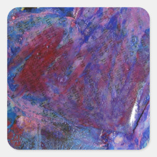 Abstract hart, gemengde media, collage vierkante sticker