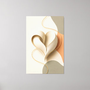 Abstract Hart Gouden Lint Romantische Liefde Poste Canvas Afdruk