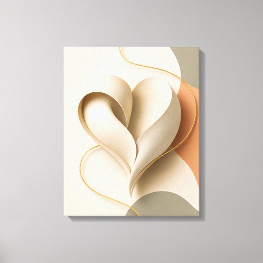 Abstract Hart Gouden Lint Romantische Liefde Poste Canvas Afdruk (Voorkant)