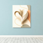 Abstract Hart Gouden Lint Romantische Liefde Poste Canvas Afdruk (Insitu (Houten vloer))