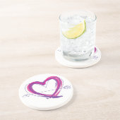 Abstract hart in paars en roze zandsteen onderzetter (Zijkant)