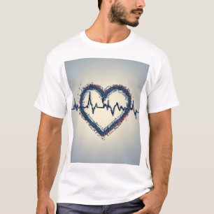 Abstract hart met pulsontwerp t-shirt