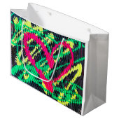 Abstract Hart Neon Schilderij Print Gift Bag Groot Cadeauzakje (Voorkant Gekanteld)