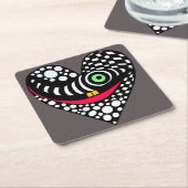 Abstract hart op grijs kartonnen onderzetters (Schuin)