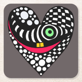 Abstract hart op grijs kartonnen onderzetters