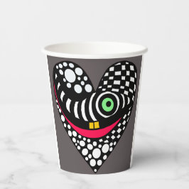 Abstract hart op grijs papieren bekers