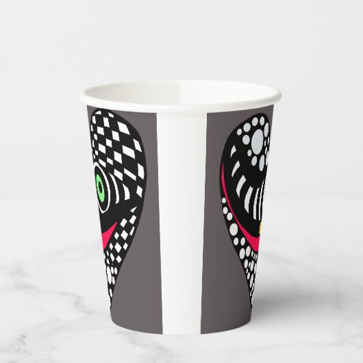 Abstract hart op grijs papieren bekers (Links)