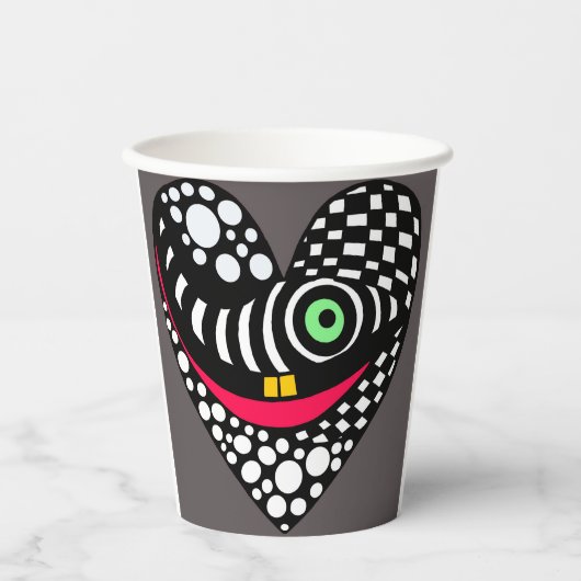 Abstract hart op grijs papieren bekers (Voorkant)