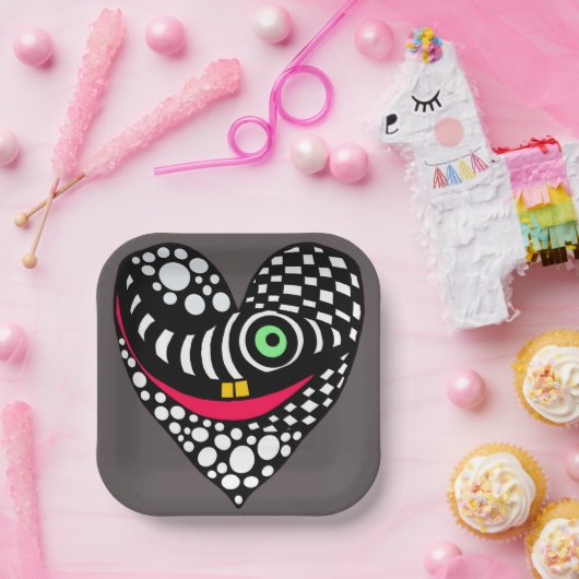 Abstract hart op grijs papieren bordje (Feest)