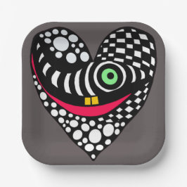 Abstract hart op grijs papieren bordje