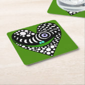 Abstract hart op groen kartonnen onderzetters (Schuin)