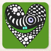 Abstract hart op groen kartonnen onderzetters (Voorkant)