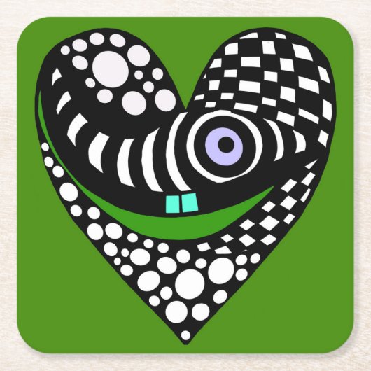 Abstract hart op groen kartonnen onderzetters (Voorkant)