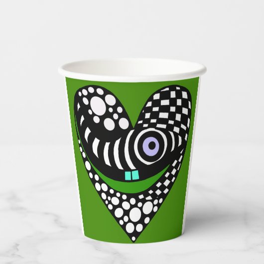 Abstract hart op groen papieren bekers (Achterkant)