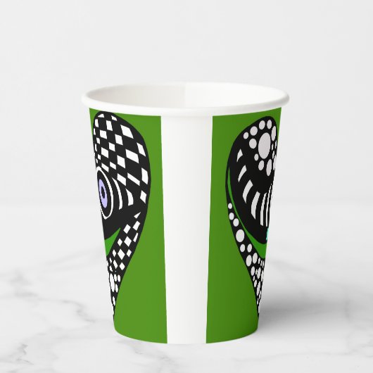 Abstract hart op groen papieren bekers (Links)