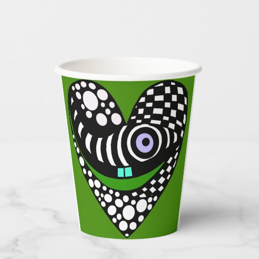 Abstract hart op groen papieren bekers (Voorkant)