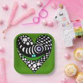 Abstract hart op groen papieren bordje (Feest)