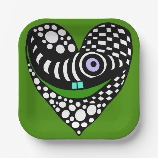 Abstract hart op groen papieren bordje (Voorkant)