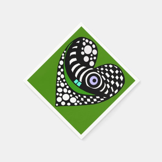 Abstract hart op groen servet (Hoek)