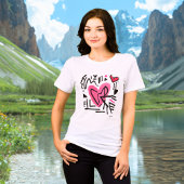 Abstract Hart T-Shirt - Modern Roze Zwart Liefde