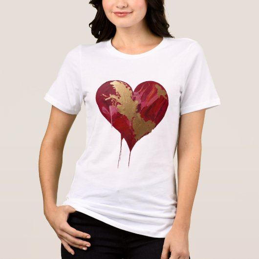 Abstract hart van liefde: levendig penseelstreekon Tri-Blend shirt (Voorkant)