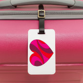 Abstract Hart Vet Rood En Roze Wervelpatroon Bagagelabel