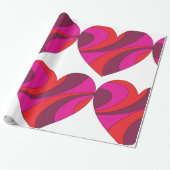 Abstract Hart Vet Rood En Roze Wervelpatroon Cadeaupapier (Uitgerold)