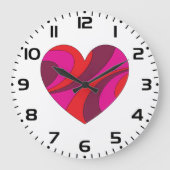 Abstract Hart Vet Rood En Roze Wervelpatroon Grote Klok (Voorkant)