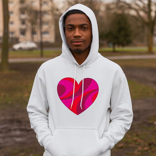 Abstract Hart Vet Rood En Roze Wervelpatroon Hoodie