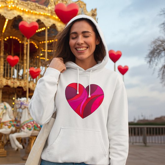 Abstract Hart Vet Rood En Roze Wervelpatroon Hoodie