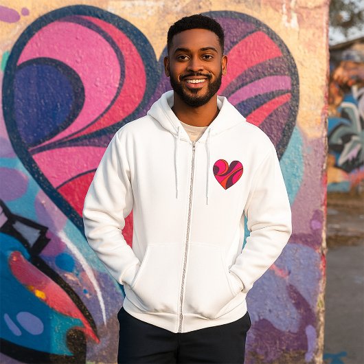 Abstract Hart Vet Rood En Roze Wervelpatroon Hoodie