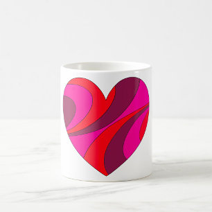 Abstract Hart Vet Rood En Roze Wervelpatroon Koffiemok
