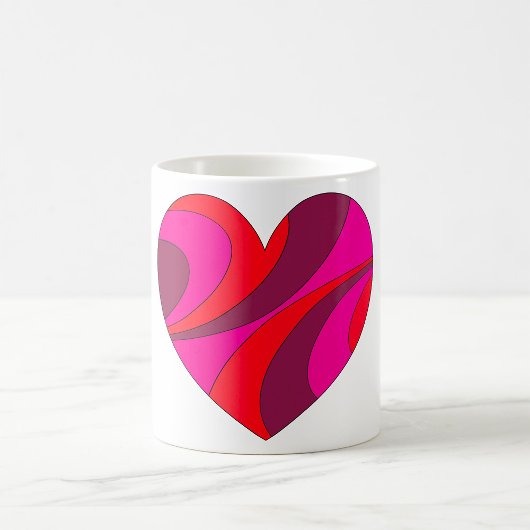 Abstract Hart Vet Rood En Roze Wervelpatroon Koffiemok