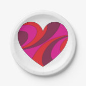 Abstract Hart Vet Rood En Roze Wervelpatroon Papieren Bordje (Voorkant)