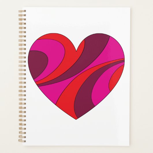 Abstract Hart Vet Rood En Roze Wervelpatroon Planner (Voorkant)
