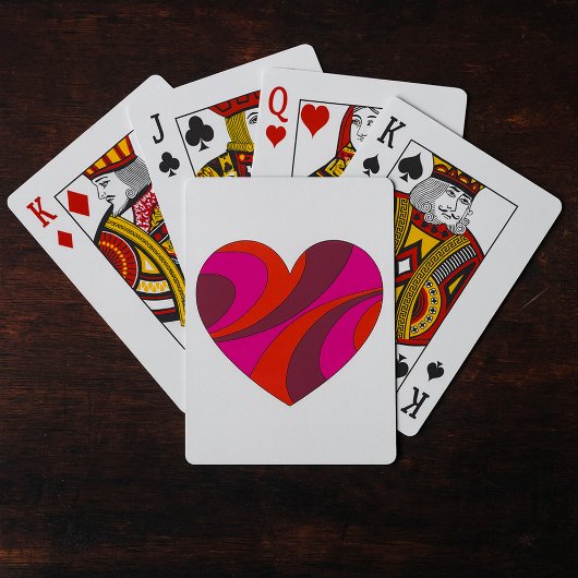 Abstract Hart Vet Rood En Roze Wervelpatroon Pokerkaarten