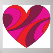Abstract Hart Vet Rood En Roze Wervelpatroon Poster (Voorkant)