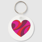 Abstract Hart Vet Rood En Roze Wervelpatroon Sleutelhanger (Voorkant)