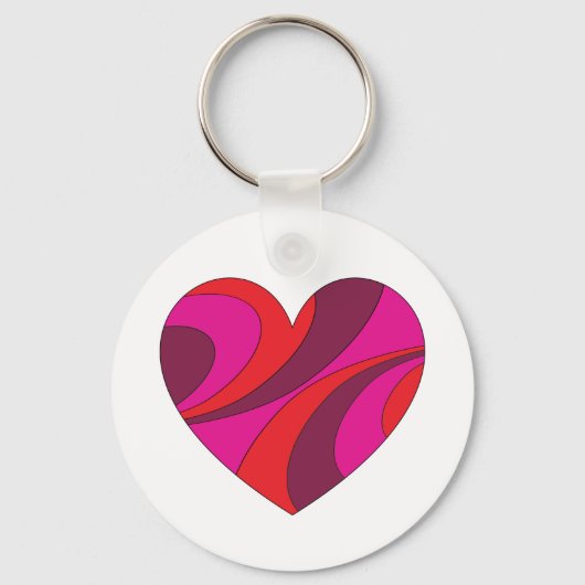 Abstract Hart Vet Rood En Roze Wervelpatroon Sleutelhanger (Voorkant)