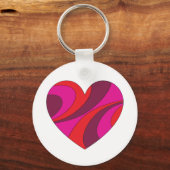 Abstract Hart Vet Rood En Roze Wervelpatroon Sleutelhanger (Voorkant)