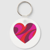 Abstract Hart Vet Rood En Roze Wervelpatroon Sleutelhanger (Achterkant)